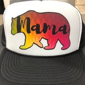 Mama bear colorful black and white trucker hat